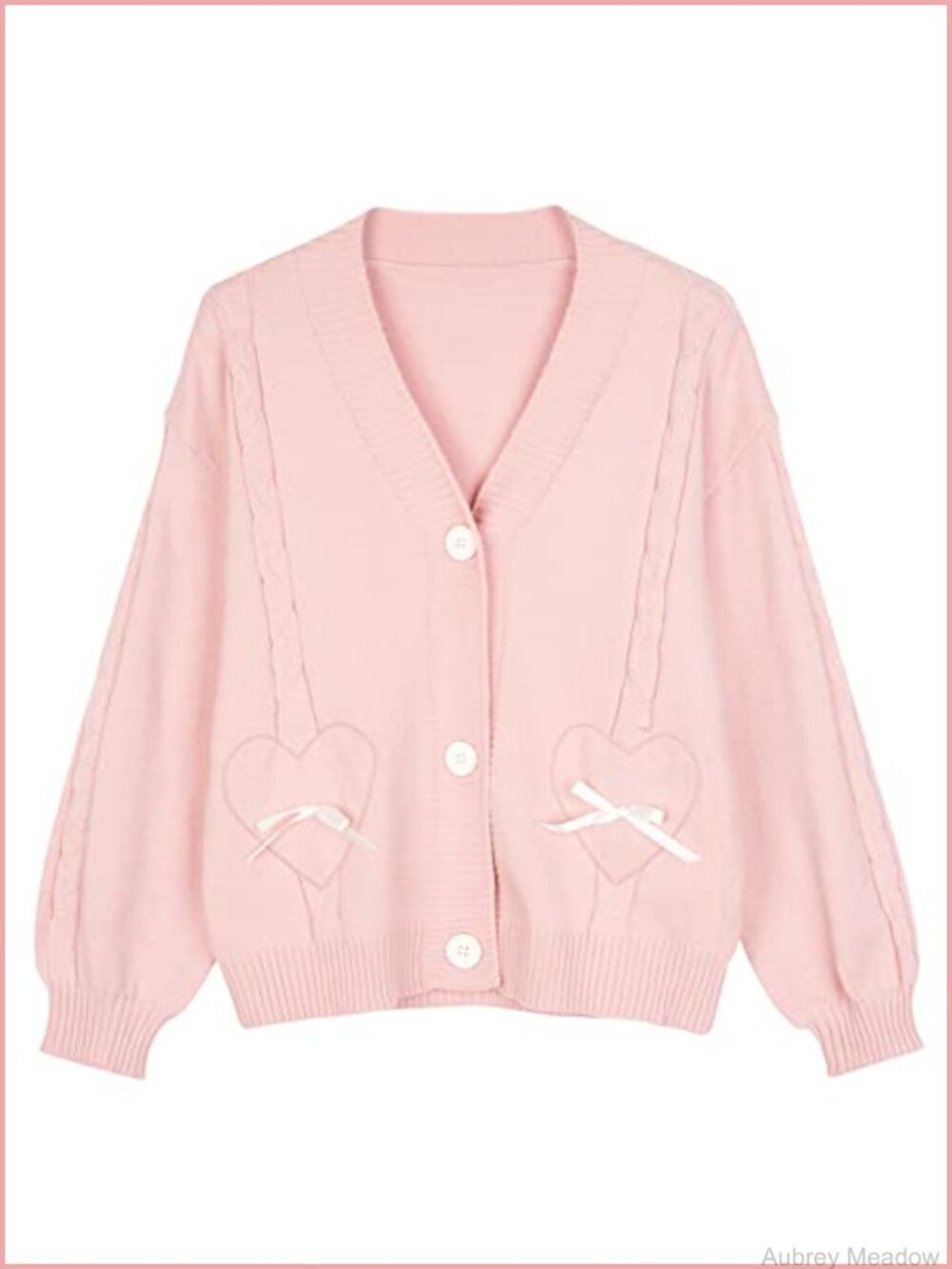 Kawaii Bowknot Heart V-Neck Cardigan Sweater